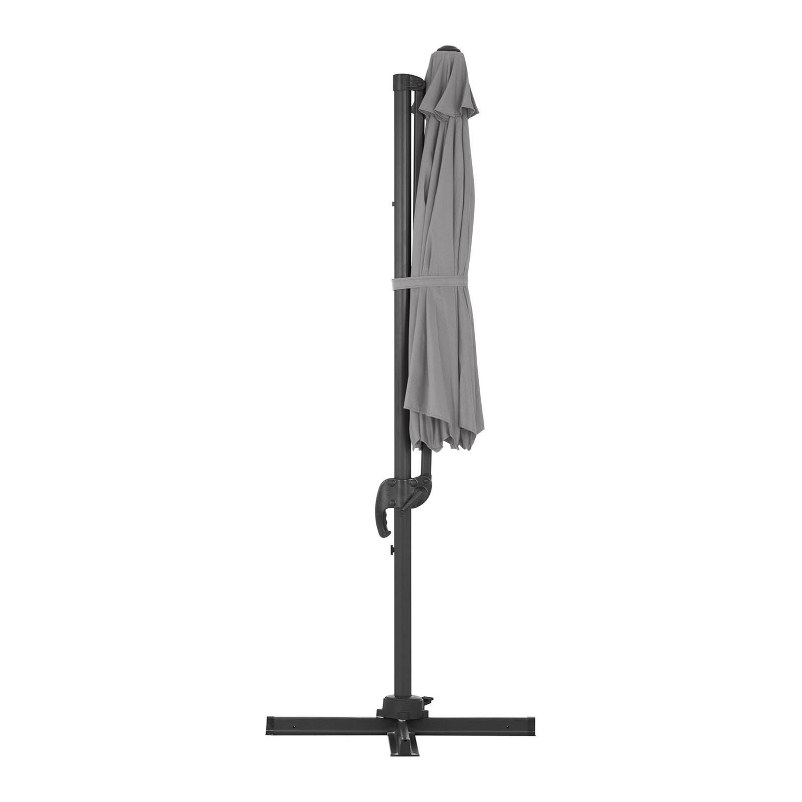 Parasol déporté rond diamètre 300 cm inclinable et pivotant gris foncé - Image 3