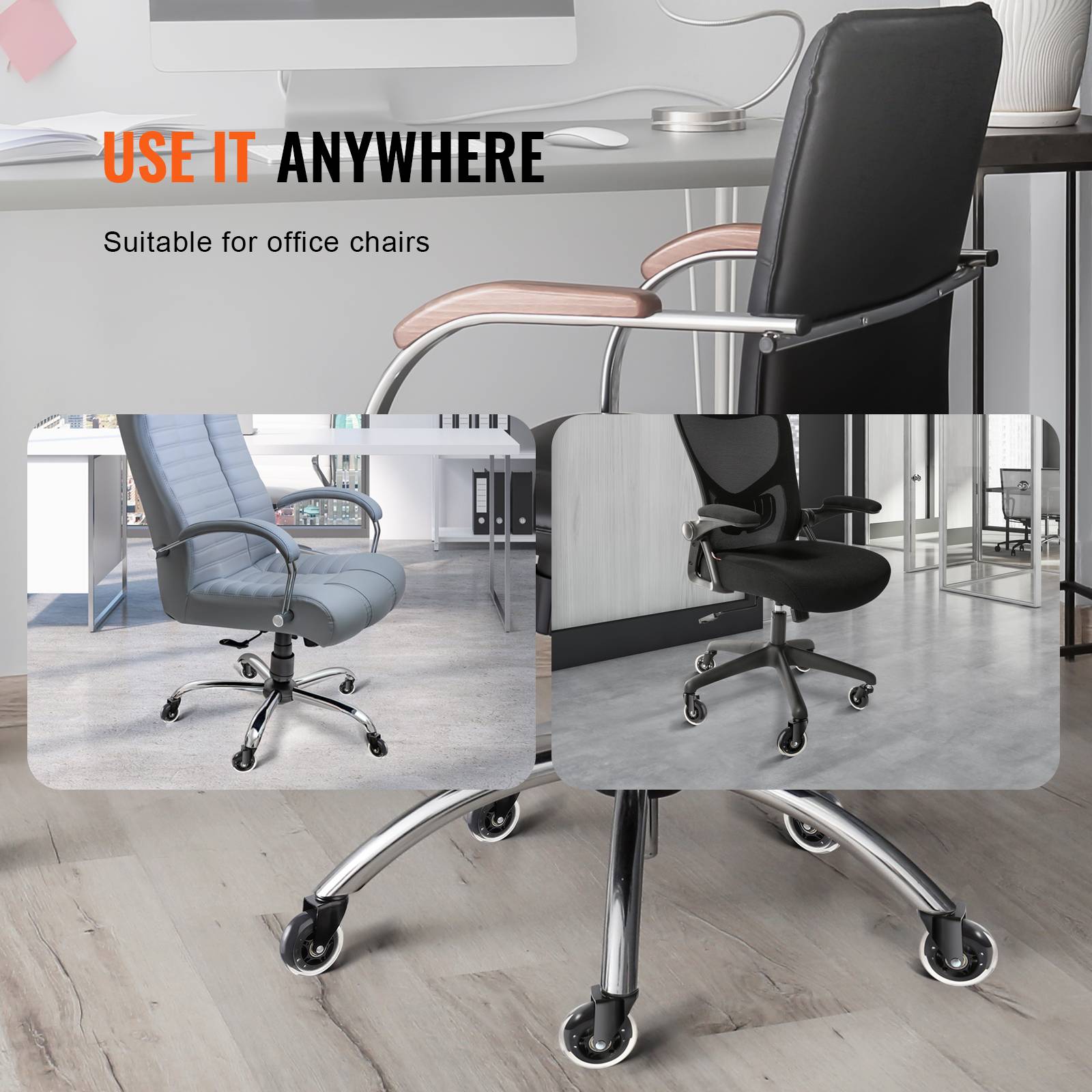 VEVOR Roulettes Pivotantes Chaise de Bureau 5 Roulettes de Remplacement 76,2 mm - Image 6