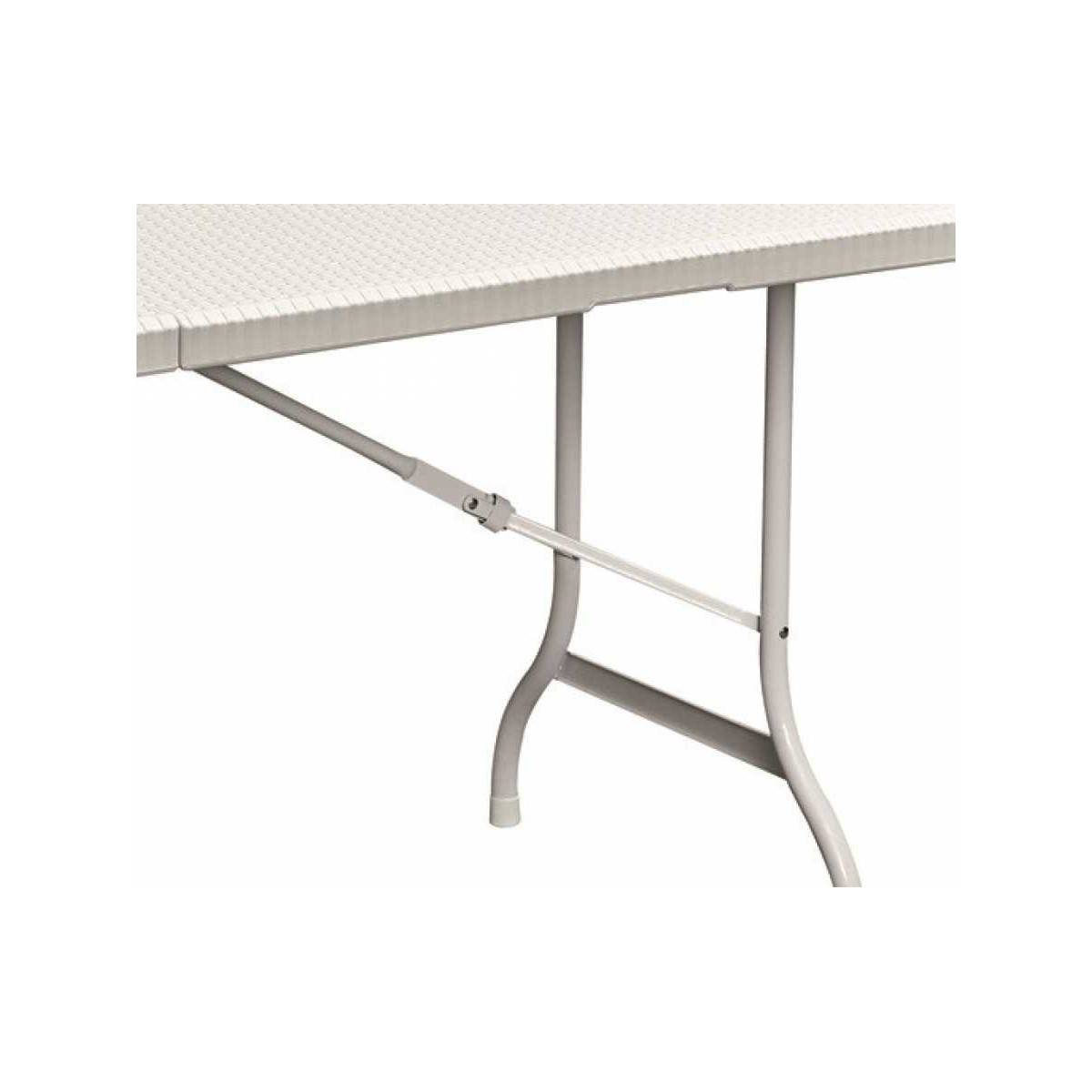 Table rectangulaire blanche 180x75xH72cm pliante Résine effet rotin Camping Réceptions festivals évènements KZ GARDEN - Image 4