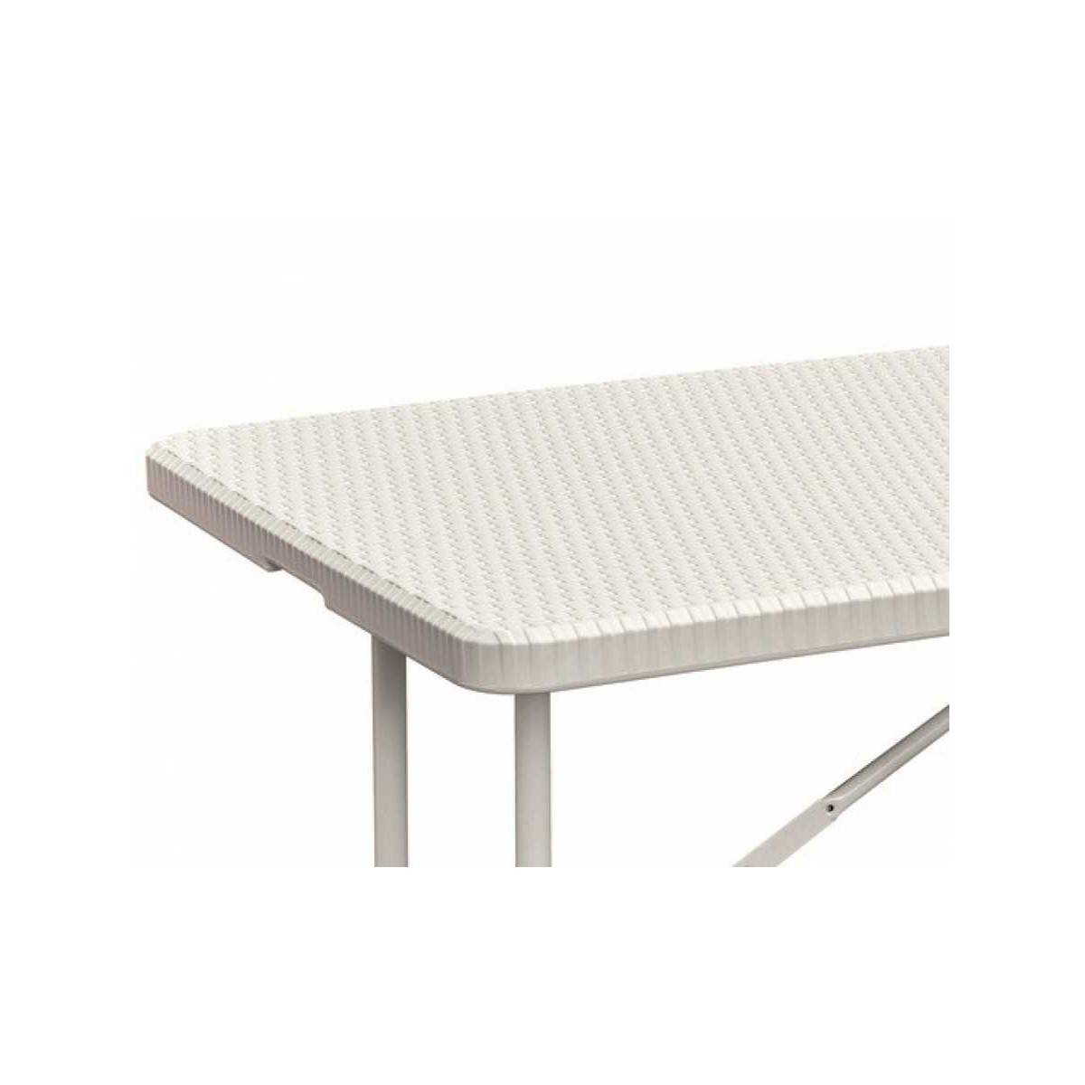 Table rectangulaire blanche 180x75xH72cm pliante Résine effet rotin Camping Réceptions festivals évènements KZ GARDEN - Image 3