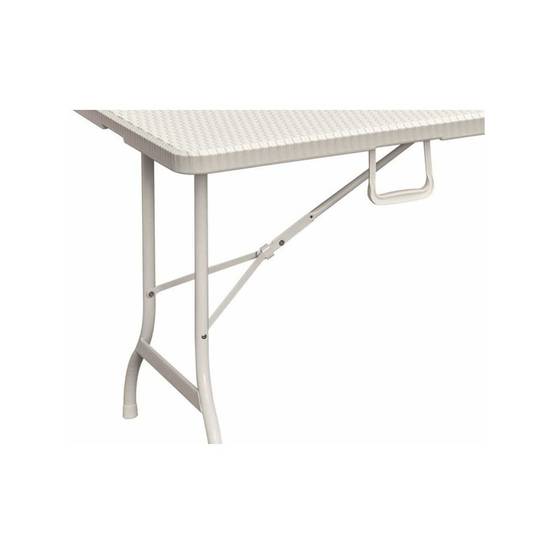 Table rectangulaire blanche 180x75xH72cm pliante Résine effet rotin Camping Réceptions festivals évènements KZ GARDEN - Image 2