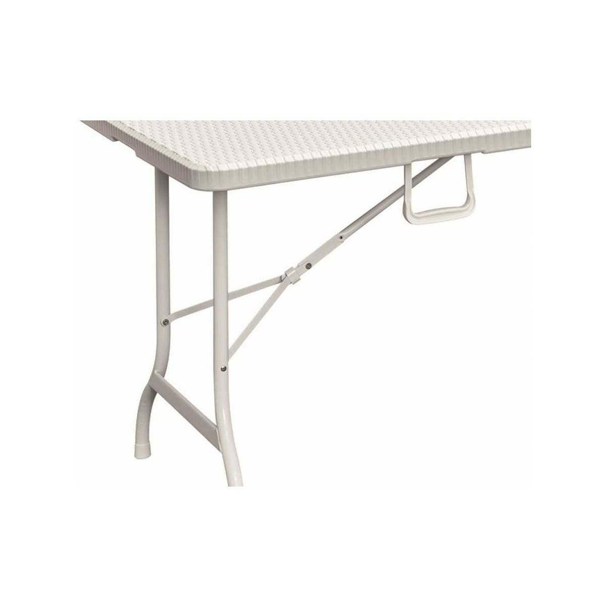 Table rectangulaire blanche 180x75xH72cm pliante Résine effet rotin Camping Réceptions festivals évènements KZ GARDEN - Image 2