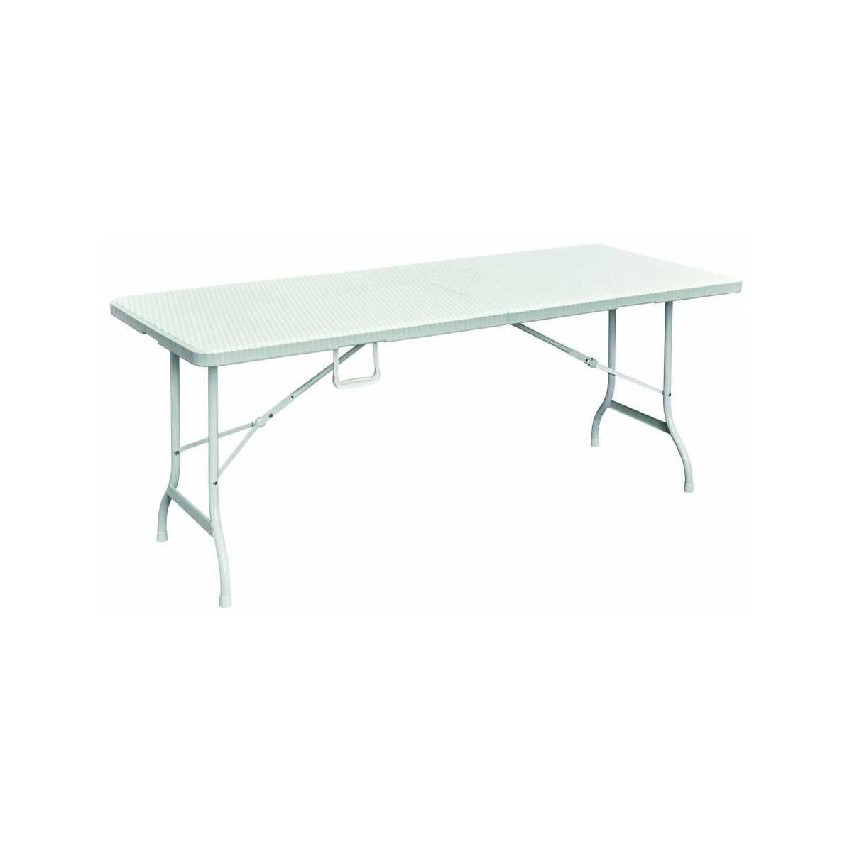 Table rectangulaire blanche 180x75xH72cm pliante Résine effet rotin Camping Réceptions festivals évènements KZ GARDEN - Image 1