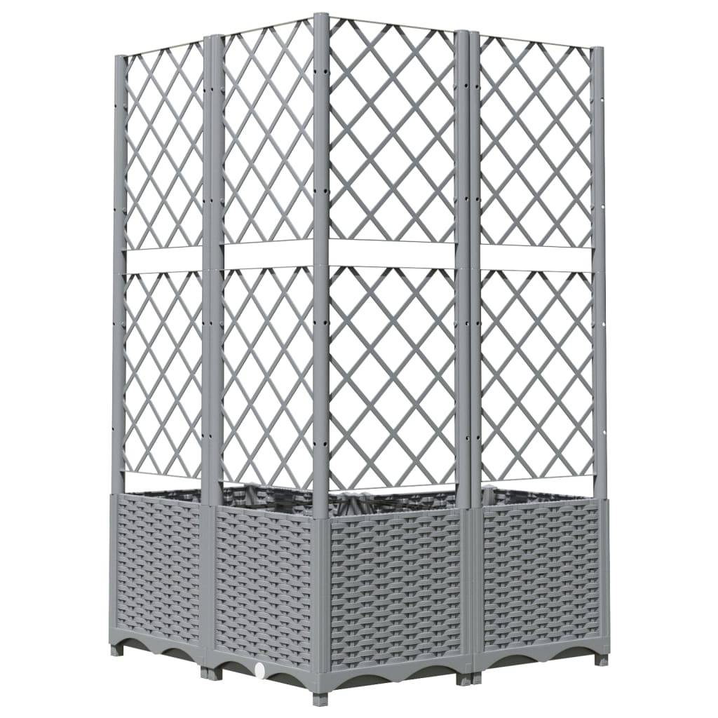 ComfortXL - Jardinière d'Angle Carrée avec Treillis Haut 80 x 80 x 136 cm Gris Clair – ComfortXL Outdoor Living - Image 6