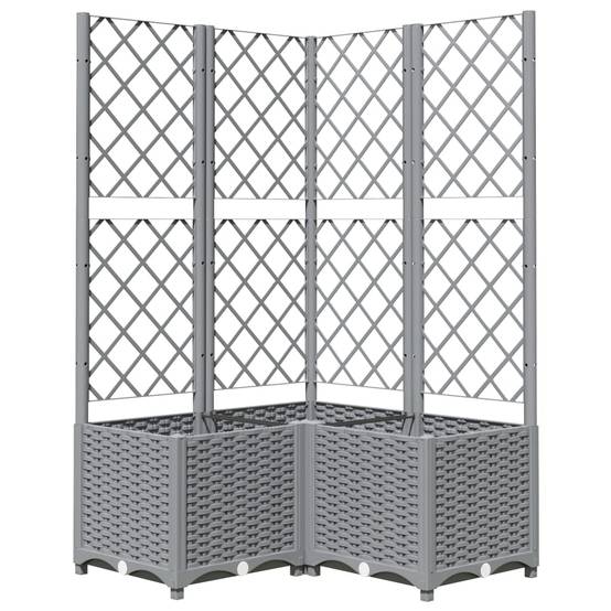 ComfortXL - Jardinière d'Angle Carrée avec Treillis Haut 80 x 80 x 136 cm Gris Clair – ComfortXL Outdoor Living - Image 2