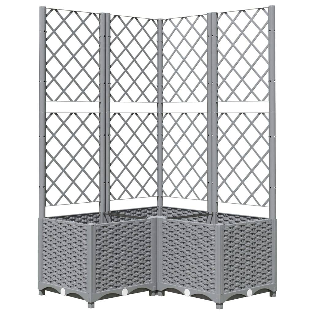 ComfortXL - Jardinière d'Angle Carrée avec Treillis Haut 80 x 80 x 136 cm Gris Clair – ComfortXL Outdoor Living - Image 2