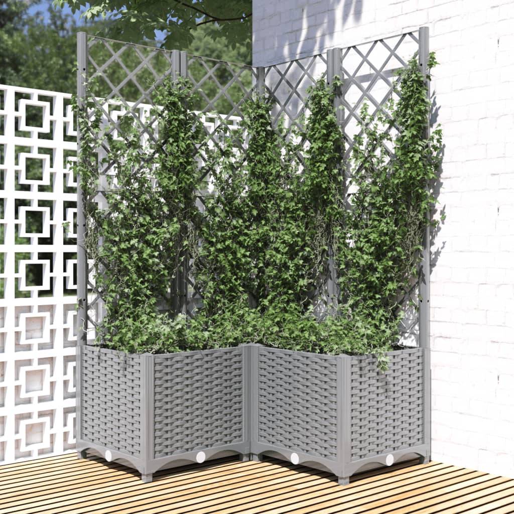 ComfortXL - Jardinière d'Angle Carrée avec Treillis Haut 80 x 80 x 136 cm Gris Clair – ComfortXL Outdoor Living - Image 1