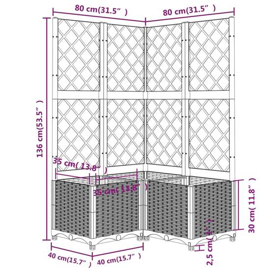 ComfortXL - Jardinière d'Angle Carrée avec Treillis Haut 80 x 80 x 136 cm Gris Clair – ComfortXL Outdoor Living - Image 8