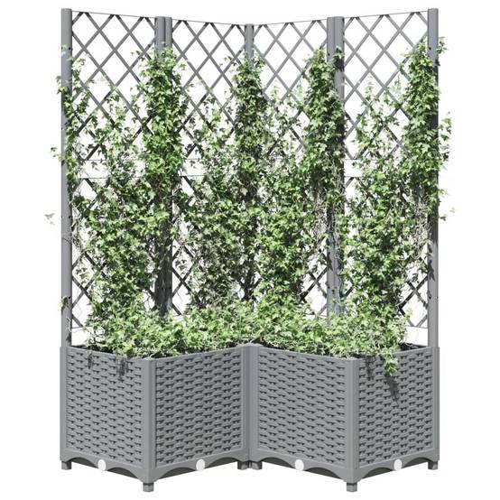 ComfortXL - Jardinière d'Angle Carrée avec Treillis Haut 80 x 80 x 136 cm Gris Clair – ComfortXL Outdoor Living - Image 3