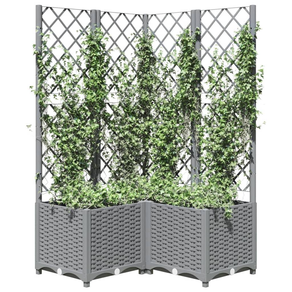 ComfortXL - Jardinière d'Angle Carrée avec Treillis Haut 80 x 80 x 136 cm Gris Clair – ComfortXL Outdoor Living - Image 3