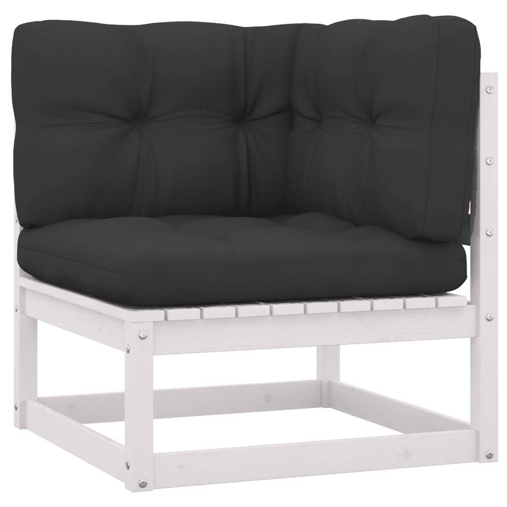 Helloshop26 - Salon de jardin meuble d'extérieur ensemble de mobilier 11 pièces avec coussins blanc bois de pin massif - Image 3