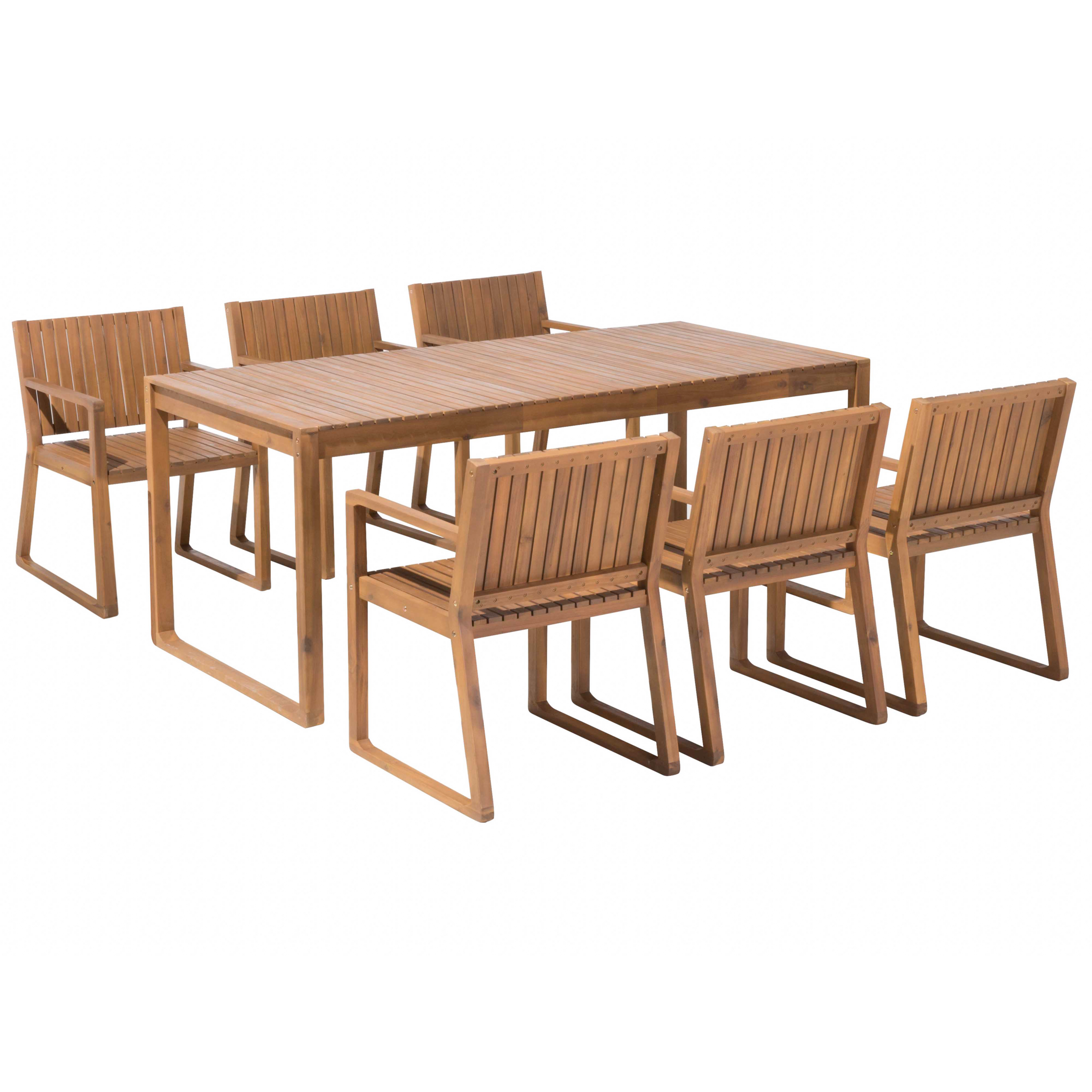 Beliani - Ensemble de Salle à Manger de Jardin en Bois d'Acacia Clair Table et 6 sièges Résistant aux intempéries Design classique - Image 1