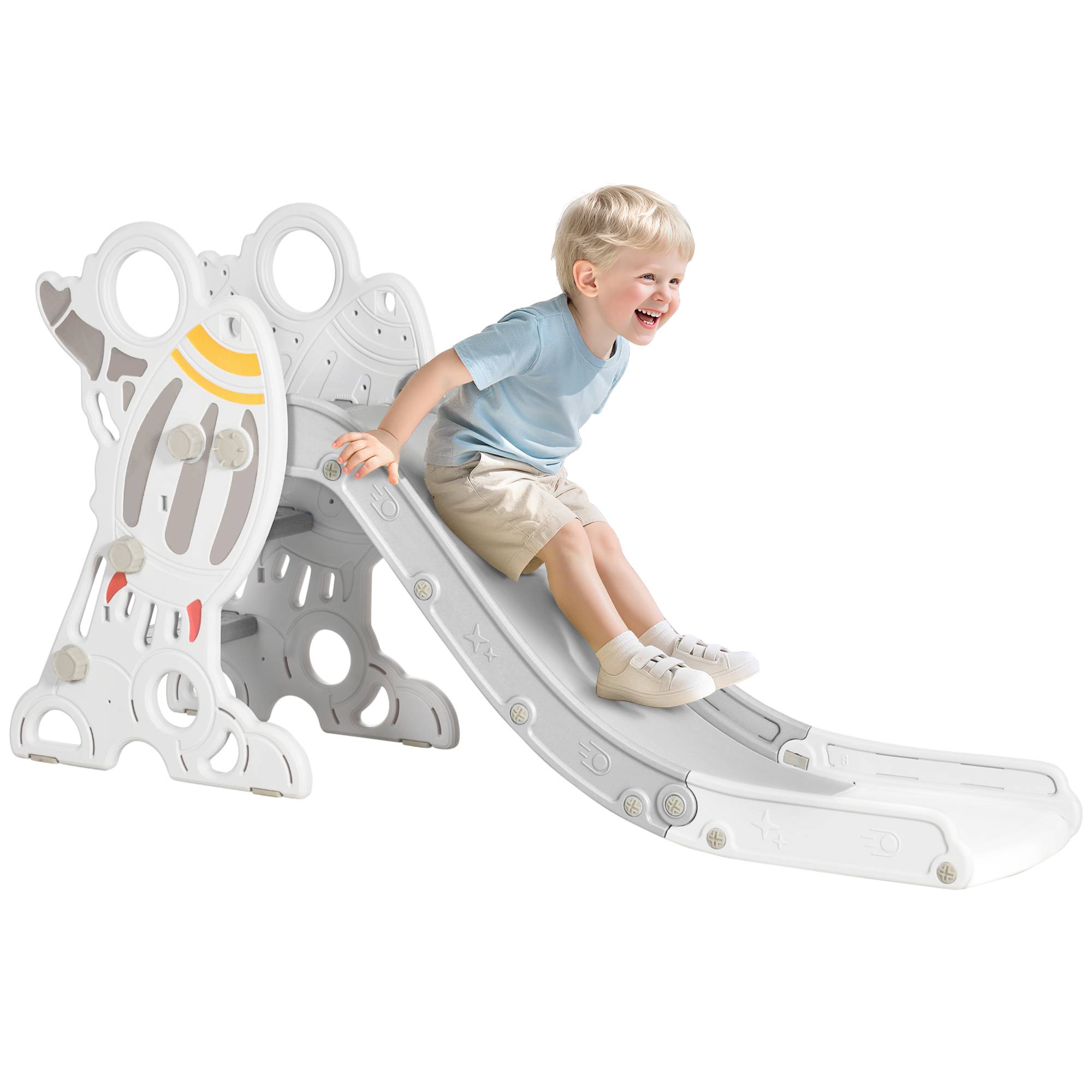 Toboggan pour enfants de 18 à 36 mois, avec 3 marches antidérapantes, pour une utilisation intérieure et extérieure, 157 x 46,5 x 80 cm, gris - Image 1