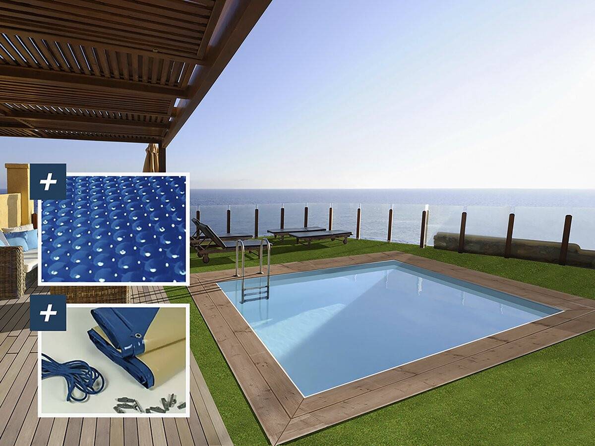 Piscine Bois Rectangle " Maldives " - 3.20 X 3.20 X 1.24 M + Bâche à Bulles 180 µ - Bâche Hiver 280 G/m² -habitat Et Jardin - Image 2
