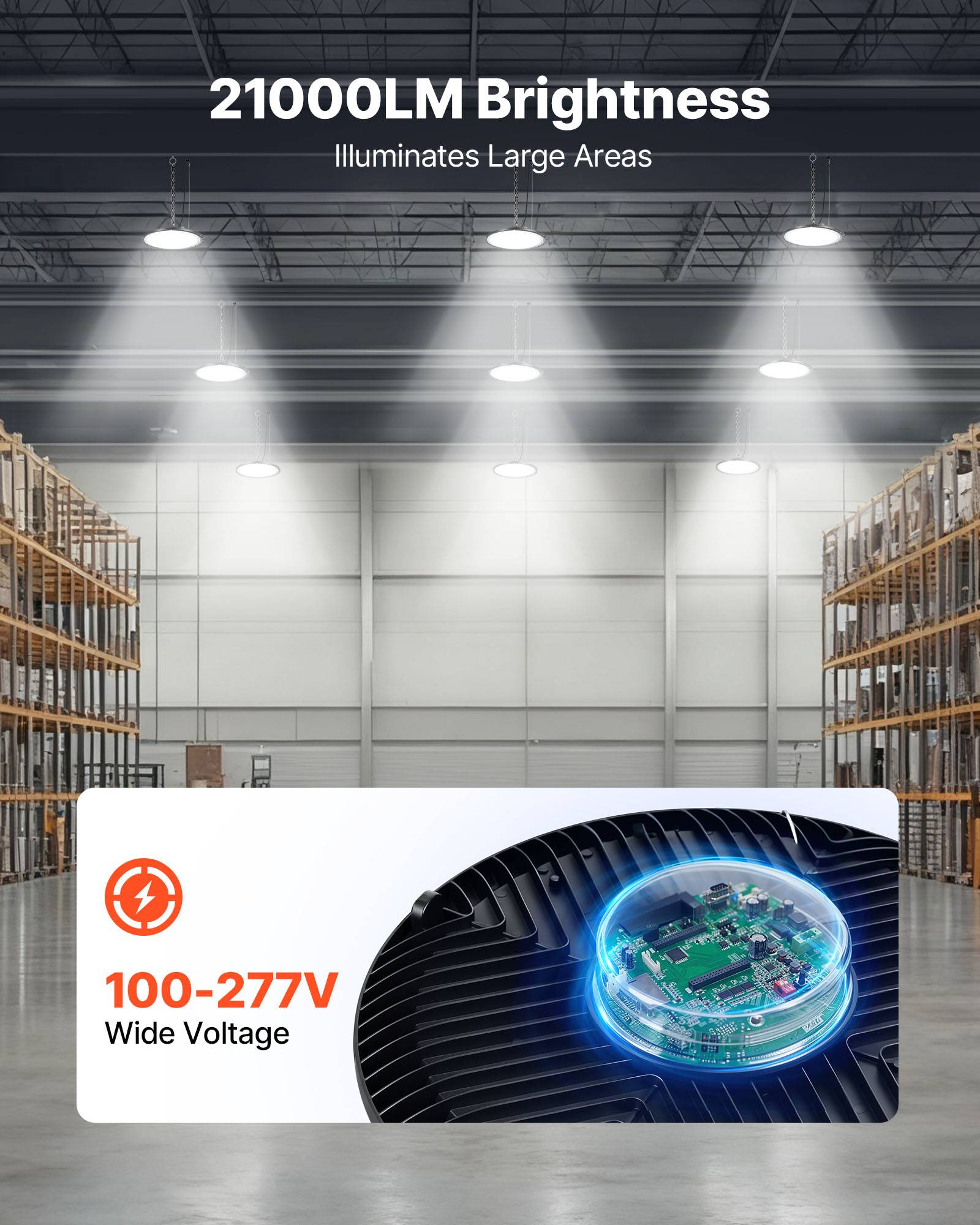 VEVOR Luminaire Haute Baie Éclairage Industriel LED 20 PCS 5000 K 150 W 21000 lm - Image 2