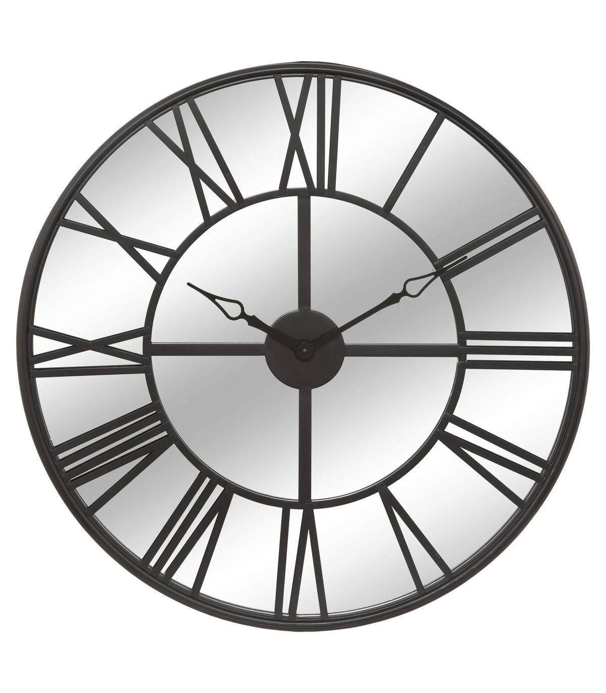 Grande Pendule murale Miroir en métal noir et verre D 70 cm - Image 1