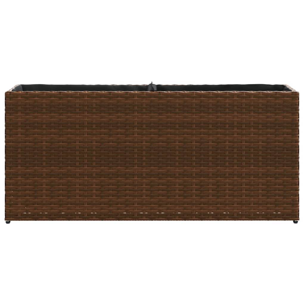 Jardinière Rectangulaire Résine Tressée Double Bac pour Plantes 90x20x40 cm Marron - ComfortXL Outdoor Living - Image 5