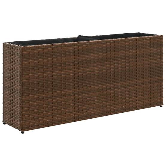 Jardinière Rectangulaire Résine Tressée Double Bac pour Plantes 90x20x40 cm Marron - ComfortXL Outdoor Living - Image 2