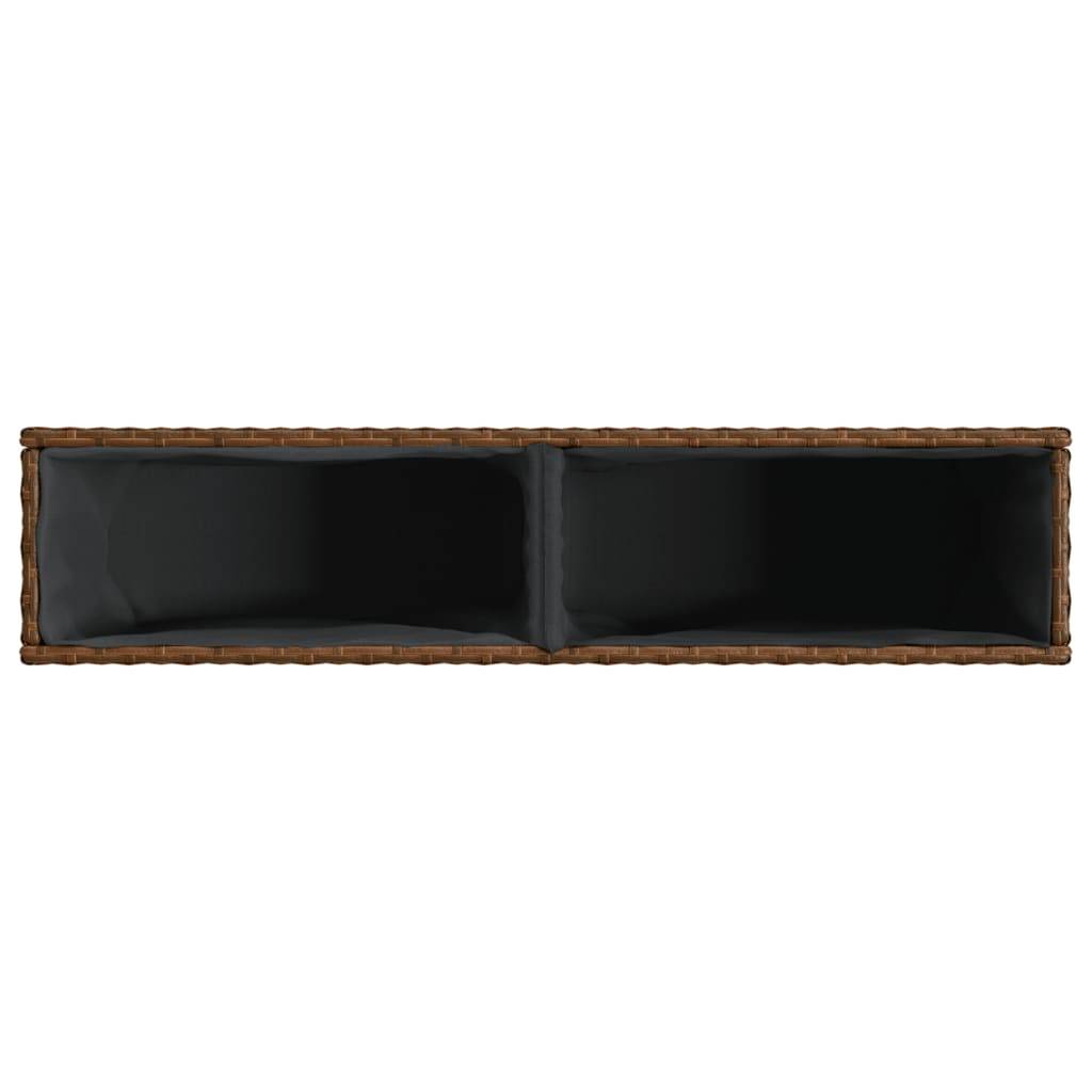 Jardinière Rectangulaire Résine Tressée Double Bac pour Plantes 90x20x40 cm Marron - ComfortXL Outdoor Living - Image 8