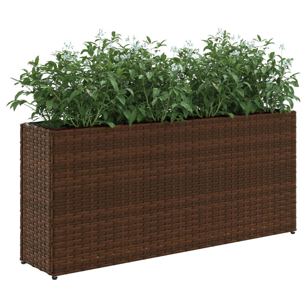 Jardinière Rectangulaire Résine Tressée Double Bac pour Plantes 90x20x40 cm Marron - ComfortXL Outdoor Living - Image 4