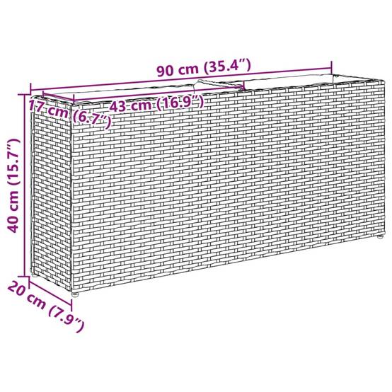 Jardinière Rectangulaire Résine Tressée Double Bac pour Plantes 90x20x40 cm Marron - ComfortXL Outdoor Living - Image 6