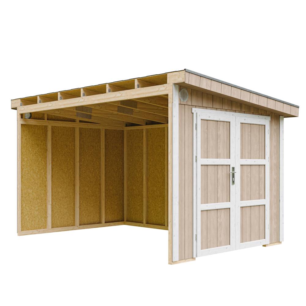 Timbela - Abri de Jardin Qualité Premium 8,68 m² - H231x248x412 cm sans plancher e paroi latérale - Timbela M939B-TERRA BROWN - Image 4