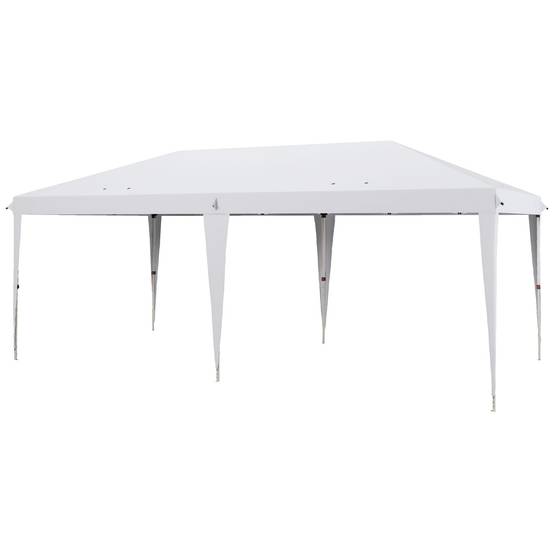 Tente pliante 6 x 3 m avec 3 niveaux de hauteur réglables, sac de transport anti-UV et structure en acier blanc - Image 2