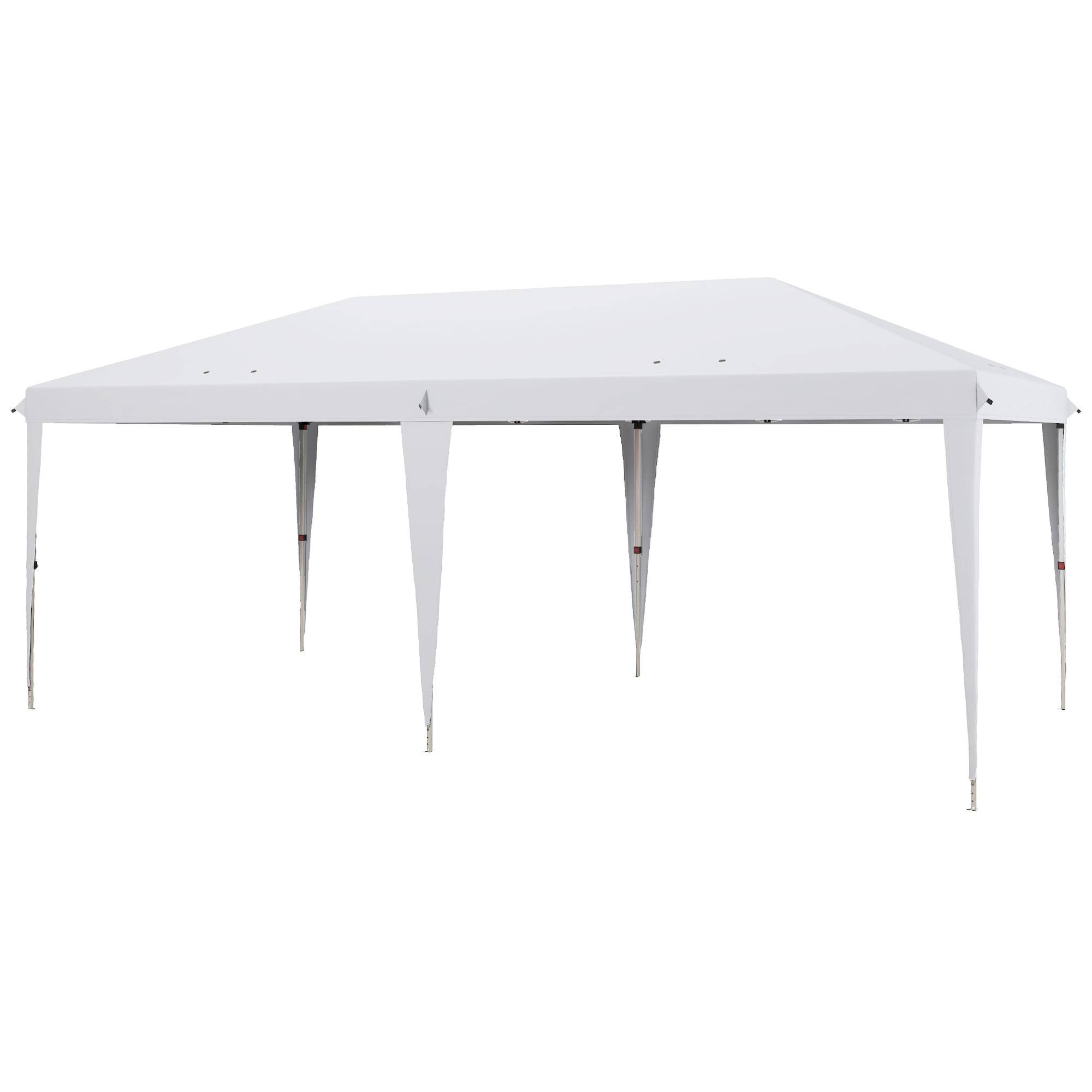 Tente pliante 6 x 3 m avec 3 niveaux de hauteur réglables, sac de transport anti-UV et structure en acier blanc - Image 2