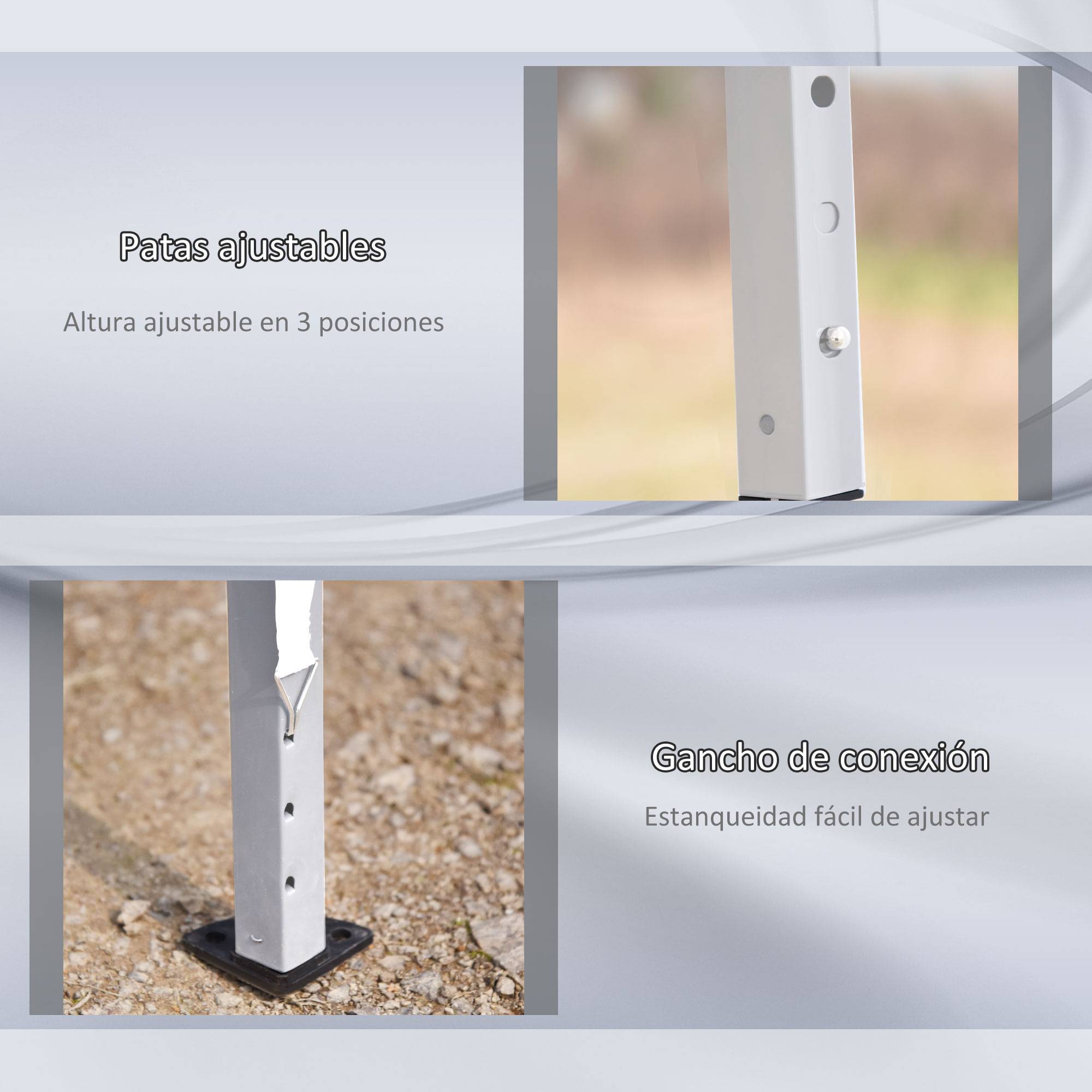 Tente pliante 6 x 3 m avec 3 niveaux de hauteur réglables, sac de transport anti-UV et structure en acier blanc - Image 9
