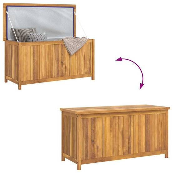 Coffre de jardin bois de teck naturel 114 x 50 x 58 cm - PANGIVO - Image 8