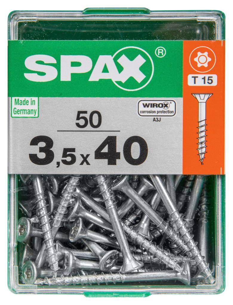 Spax - Lot de 50 vis acier tête autofraisée plate SPAX, Diam.3.5 mm x L.40 mm - Image 3