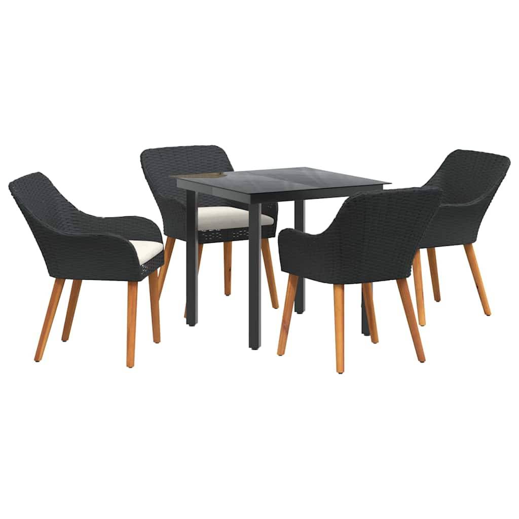 Ensemble Table et Chaises de Jardin 5 Pièces en Polyrotin pour 4 Personnes Noir – ComfortXL Outdoor Living - Image 2