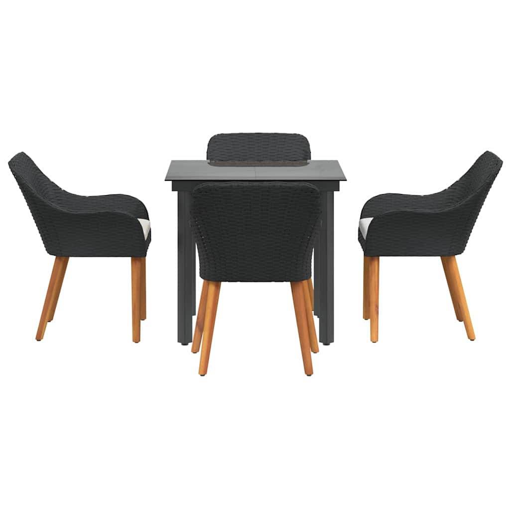 Ensemble Table et Chaises de Jardin 5 Pièces en Polyrotin pour 4 Personnes Noir – ComfortXL Outdoor Living - Image 7