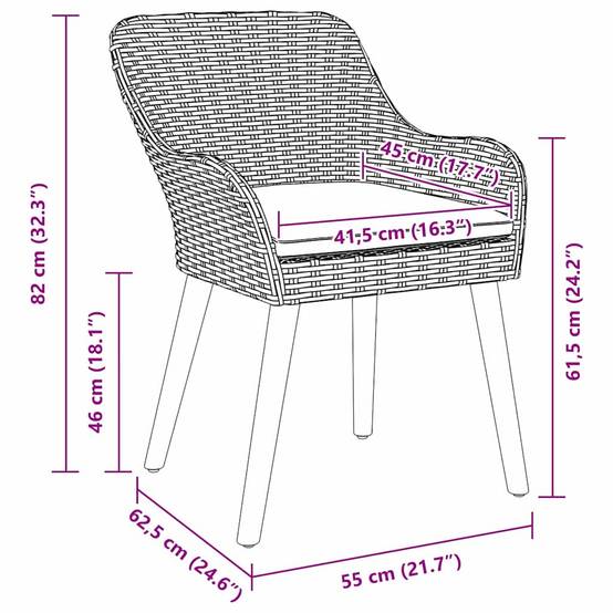 Ensemble Table et Chaises de Jardin 5 Pièces en Polyrotin pour 4 Personnes Noir – ComfortXL Outdoor Living - Image 4