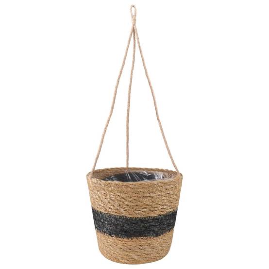 Paniers à plantes herbe de mer naturel et noir 26 x 26 x 19 cm, Poids:0.91kg - PANGIVO - Image 2