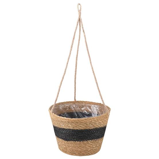 Paniers à plantes herbe de mer naturel et noir 26 x 26 x 19 cm, Poids:0.91kg - PANGIVO - Image 4