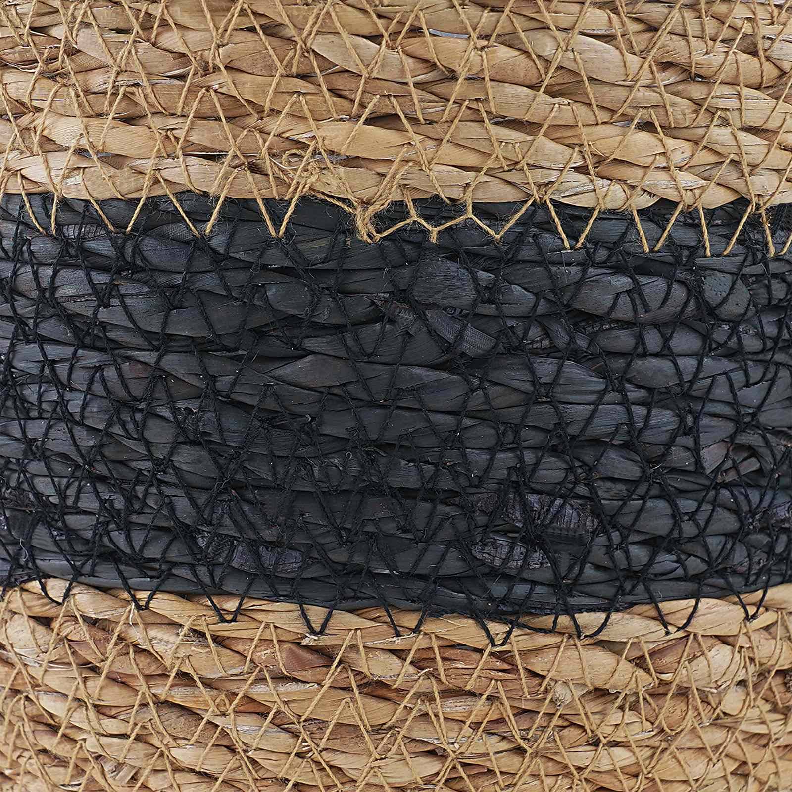 Paniers à plantes herbe de mer naturel et noir 26 x 26 x 19 cm, Poids:0.91kg - PANGIVO - Image 6