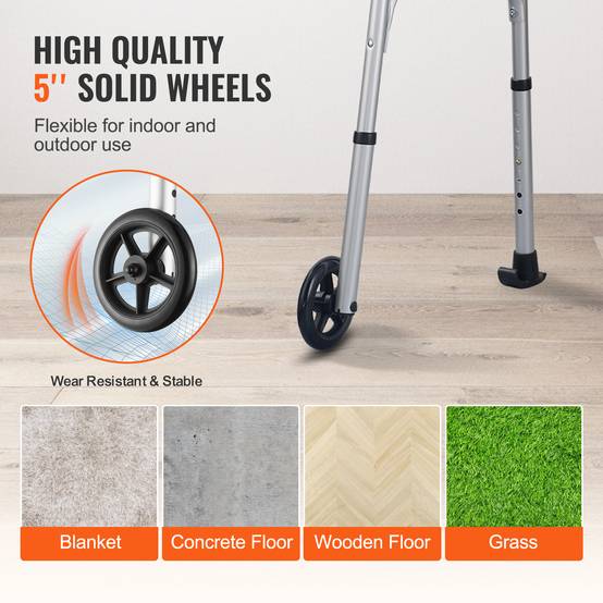 VEVOR Déambulateur pliable 3 en 1 aluminium avec hauteur et largeur réglables - Image 5