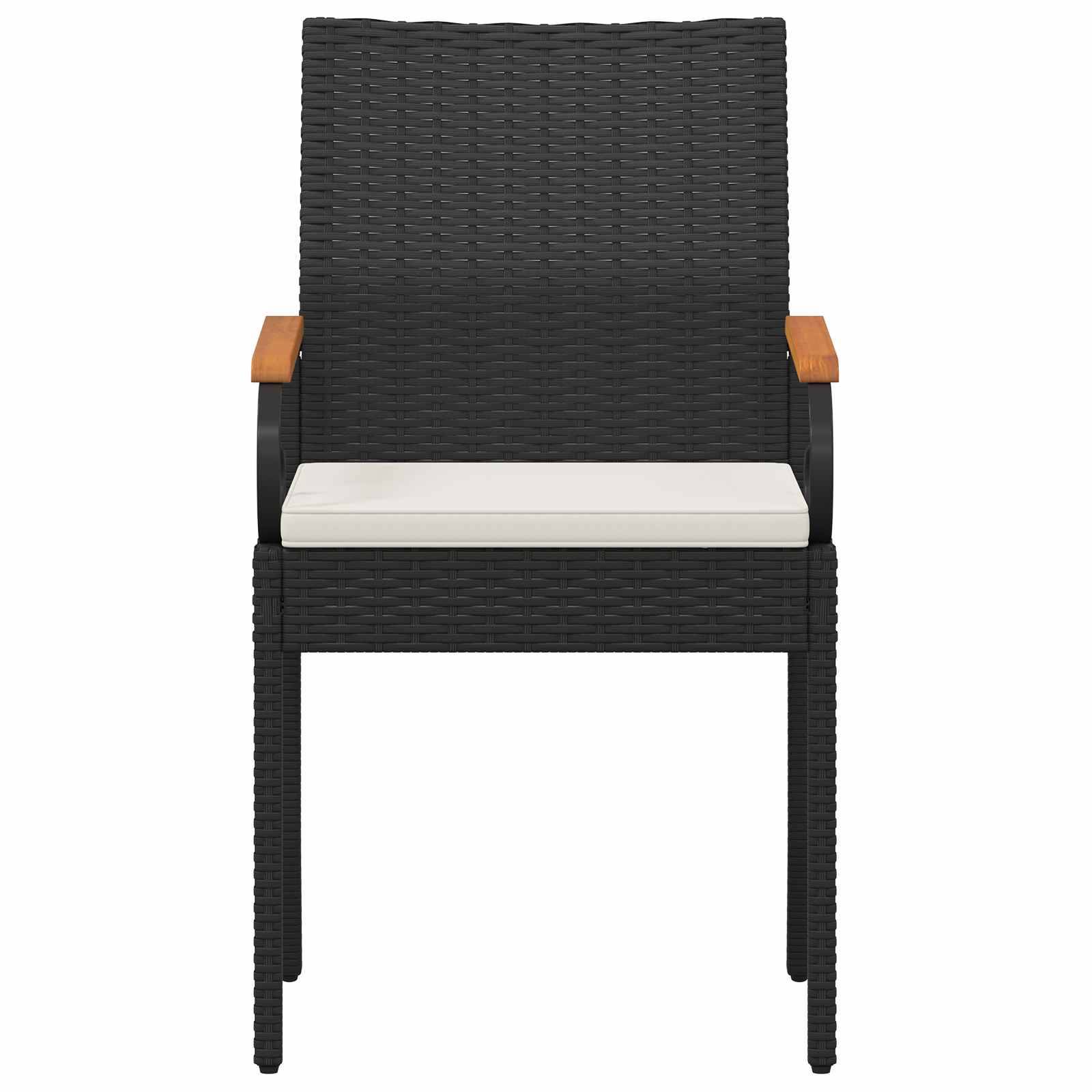 Chaises de jardin polyrotin et acier noir et blanc crème 59.5 x 50 x 88 cm - PANGIVO - Image 6