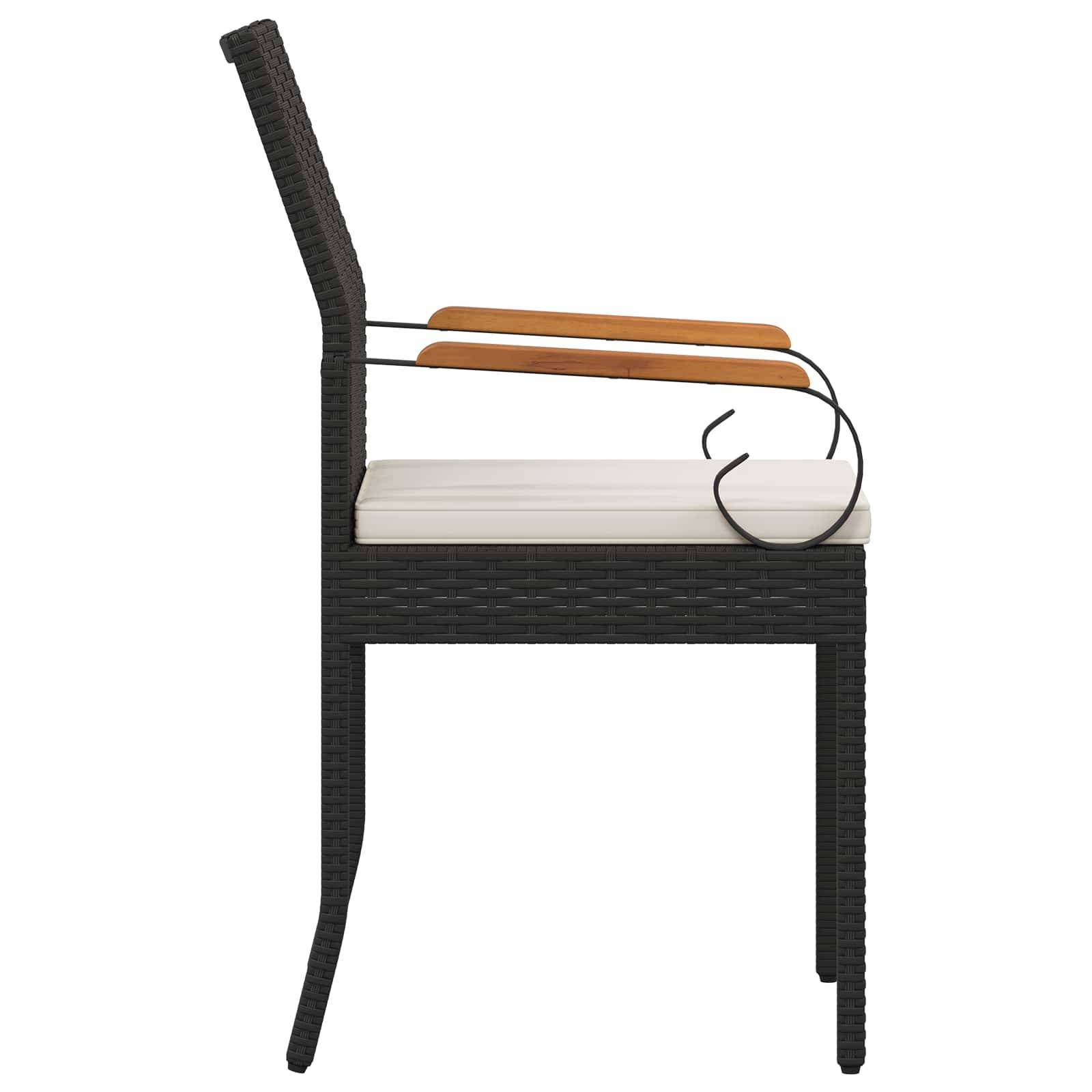 Chaises de jardin polyrotin et acier noir et blanc crème 59.5 x 50 x 88 cm - PANGIVO - Image 7