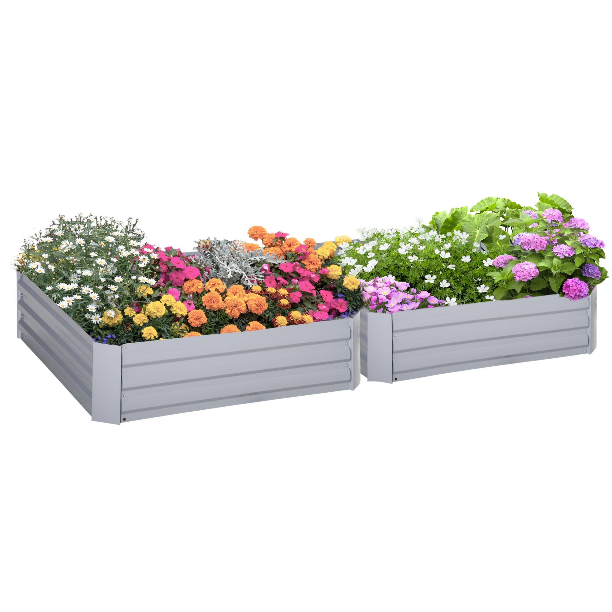 Sans Marque - Ensemble 2 bacs jardin surélevés fond ouvert plantes légumes acier 100x100x30 cm gris