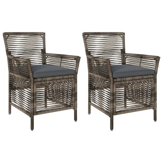Lot de 2 chaises de jardin polyrotin gris 61 x 58 x 83 cm - PANGIVO - Image 2