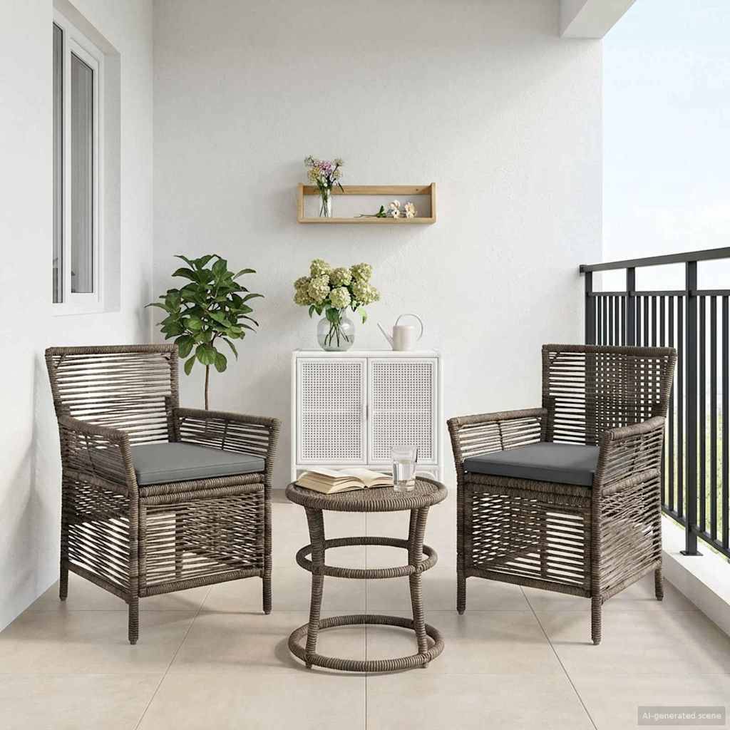 Lot de 2 chaises de jardin polyrotin gris 61 x 58 x 83 cm - PANGIVO - Image 1