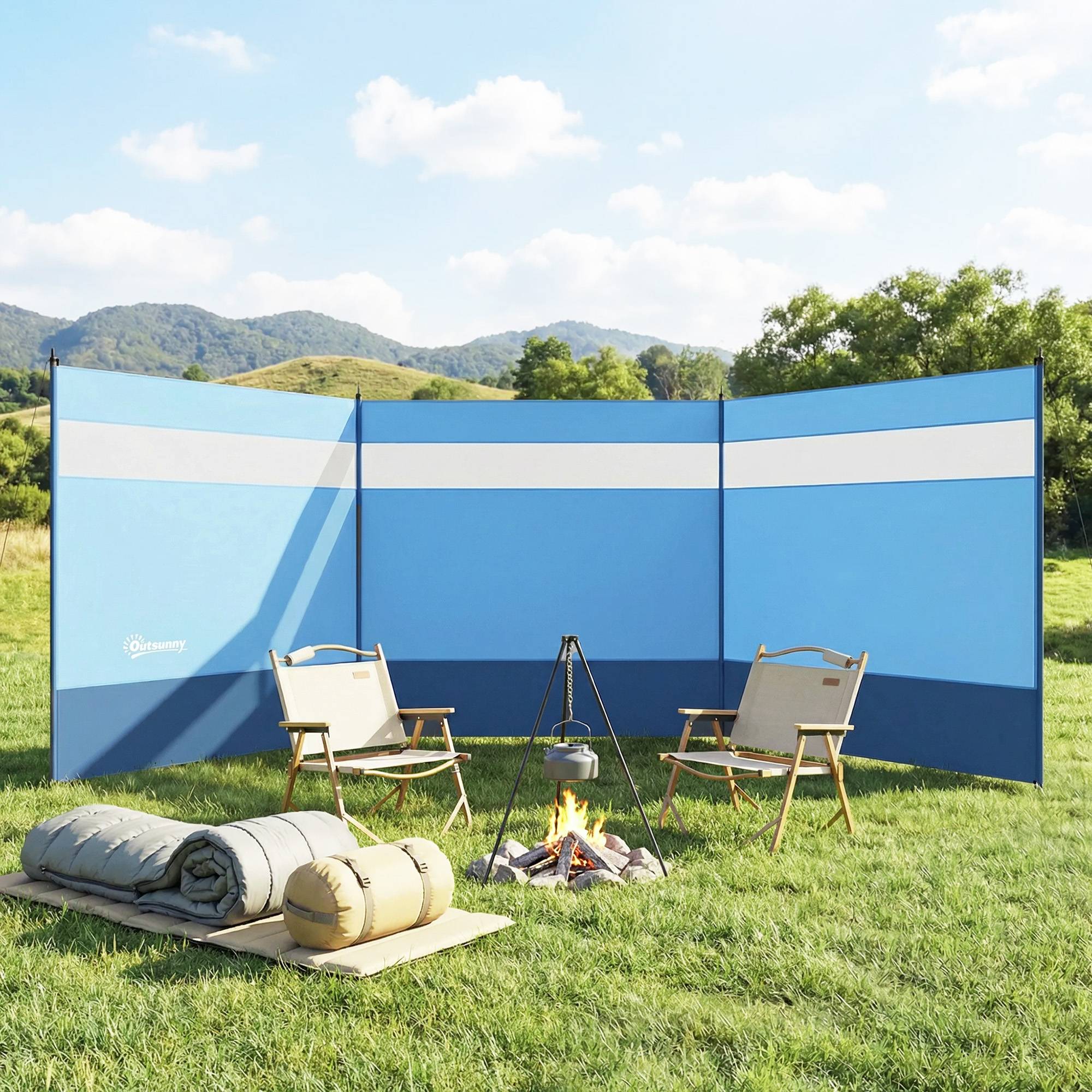 Pare-vent de camping acier bleu 440 x 1 x 140 cm - PANGIVO - Image 3
