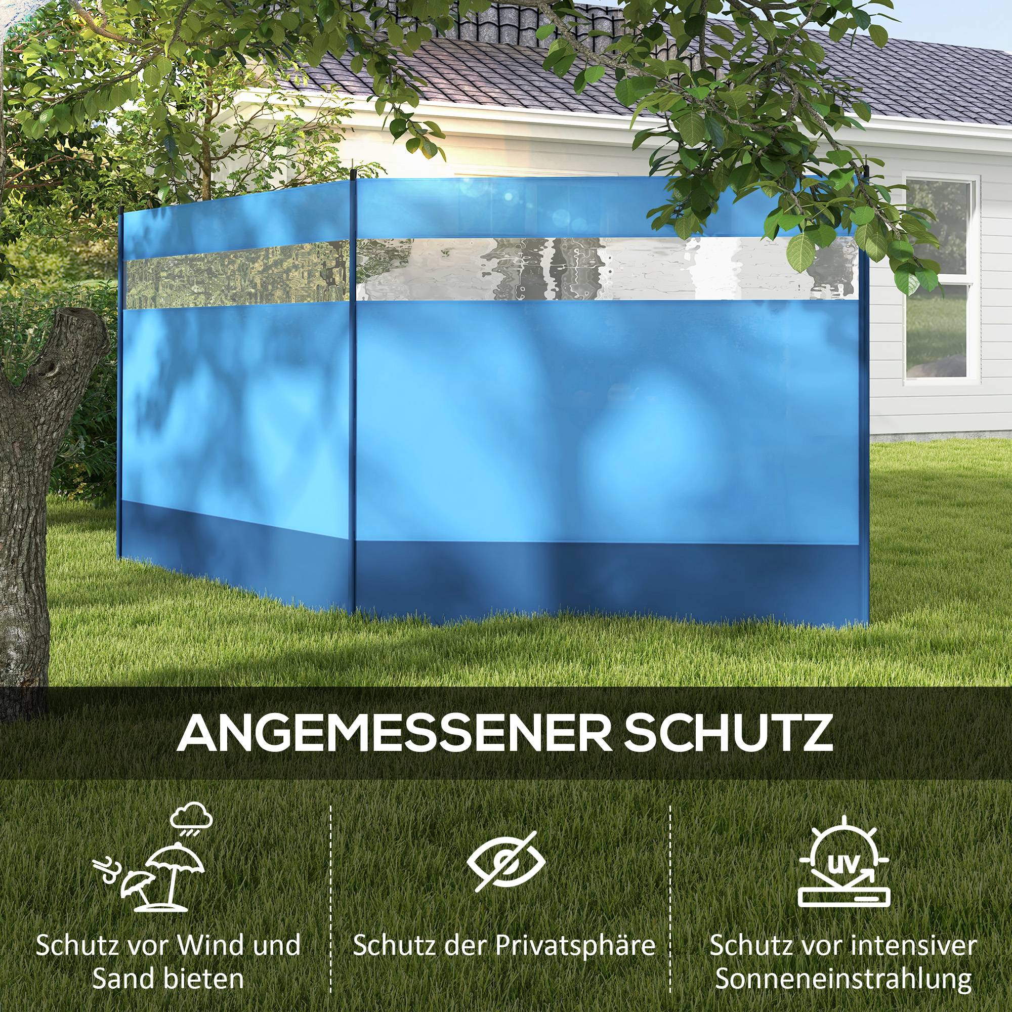 Pare-vent de camping acier bleu 440 x 1 x 140 cm - PANGIVO - Image 6