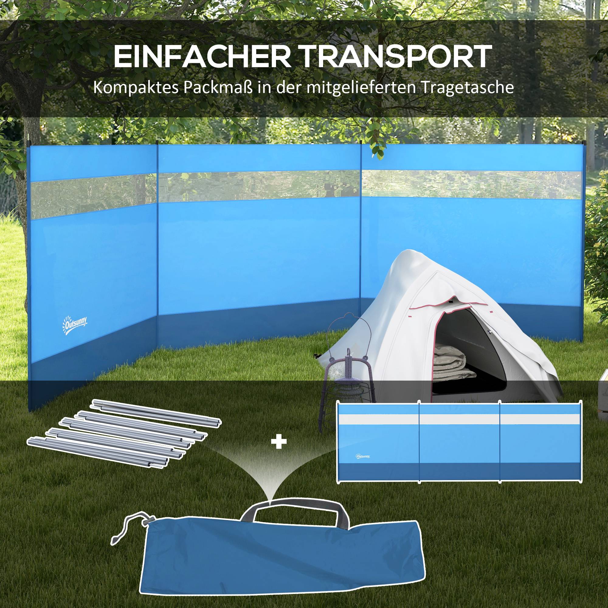 Pare-vent de camping acier bleu 440 x 1 x 140 cm - PANGIVO - Image 9
