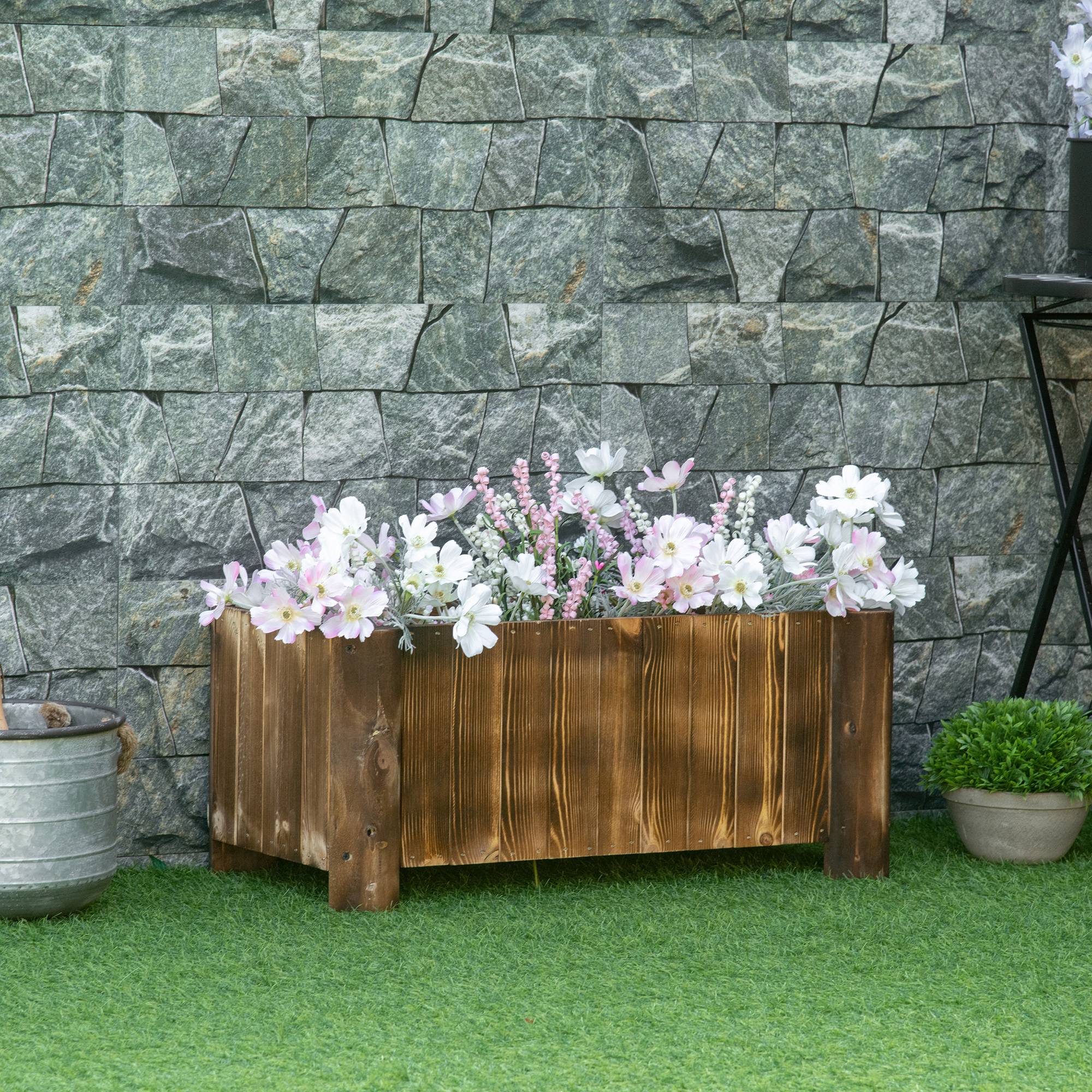 ComfortXL - Jardinière rectangulaire bois de sapin balcon et jardin culture facile 70x35x30cm - ComfortXL Outdoor Living - Image 3