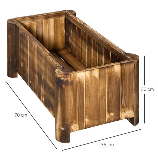 ComfortXL - Jardinière rectangulaire bois de sapin balcon et jardin culture facile 70x35x30cm - ComfortXL Outdoor Living - Image 5