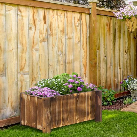 ComfortXL - Jardinière rectangulaire bois de sapin balcon et jardin culture facile 70x35x30cm - ComfortXL Outdoor Living - Image 4