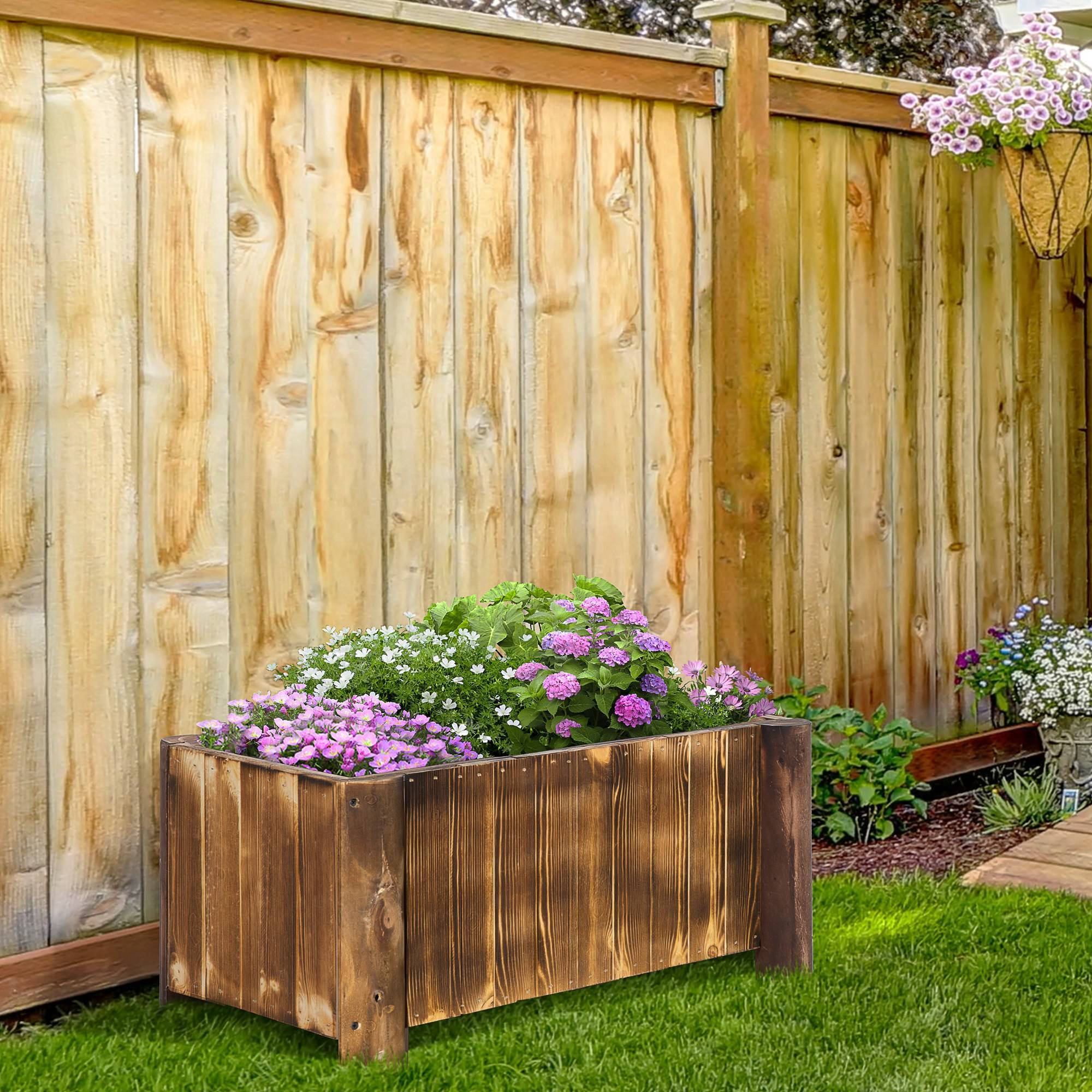 ComfortXL - Jardinière rectangulaire bois de sapin balcon et jardin culture facile 70x35x30cm - ComfortXL Outdoor Living - Image 4